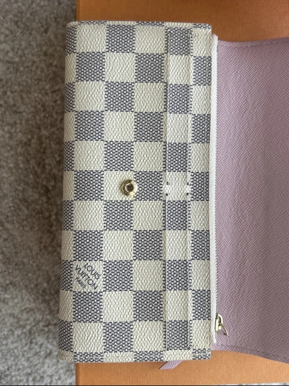 Louis Vuitton Damier Azur Sarah Wallet Pink Interior Authentic BOX NOT INCLUDED
